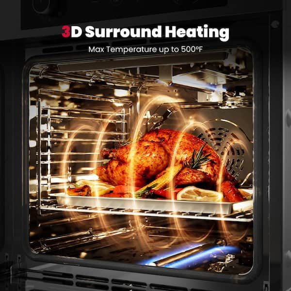 GASLAND 24 in. Built-in Single Natural Gas Wall Oven in Stainless Steel with Rotisserie and Convection System, ETL Certified