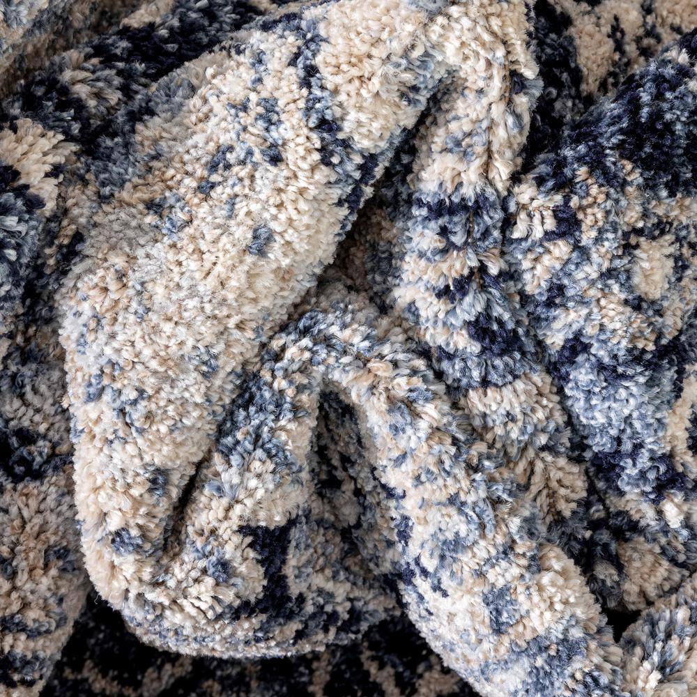 Blue 8' x 10' Reversible Oriental Synthetic Rug