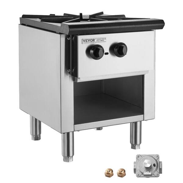 24 in. 1-Burner Commercial Double Oven Gas Range in Stainless Steel, Countertop Gas Stove, Propane and Gas, 90000 BTU