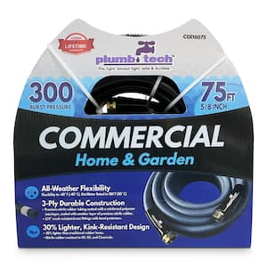 3/4 in. Dia. x 75 ft. Black Nitrile Rubber Commercial, Home and Garden, Multi-Purpose Hot/Cold Water Hose: BP 300 psi