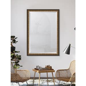 Medium Rectangle Gold Beveled Glass Contemporary Mirror (40 in. H x 28 in. W)