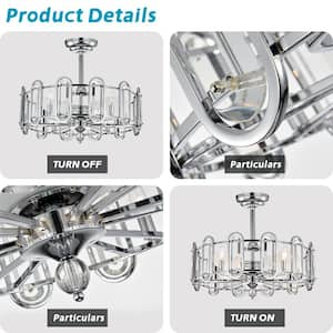 25.59 in. Indoor Chrome Cage Ceiling Fan with Remote Control and Reversible Motor