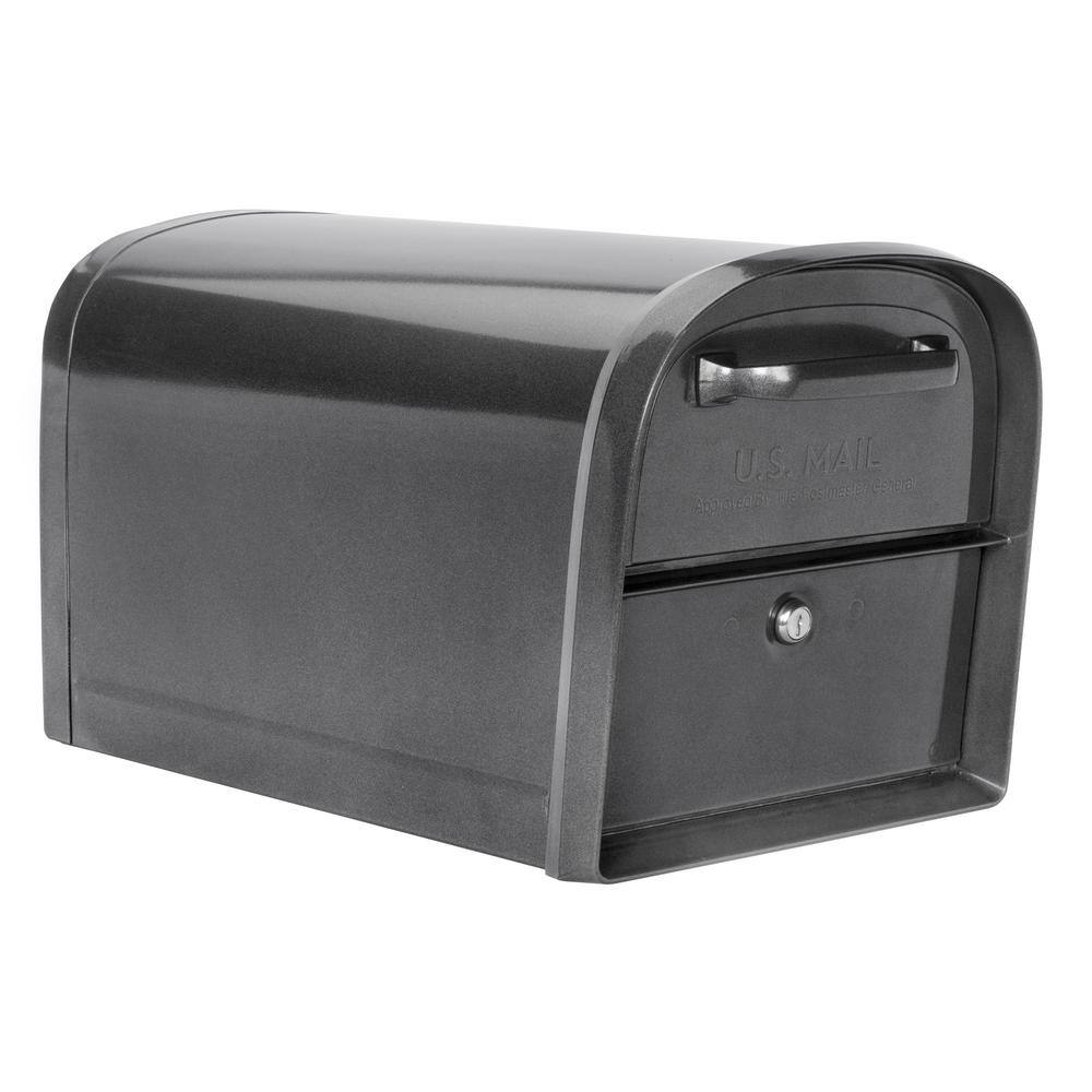 Extra Large Pewter Lockable Steel Post Mount Mailbox