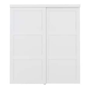 72 in. x 80 in. Paneled 3-Lite White Primed MDF Muti-Design Sliding Door with Hardware
