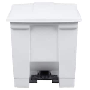8 Gal. White Rectangular Touchless Medical/Step-On Plastic Trash Can for Indoor/Outdoor Fully Assembled