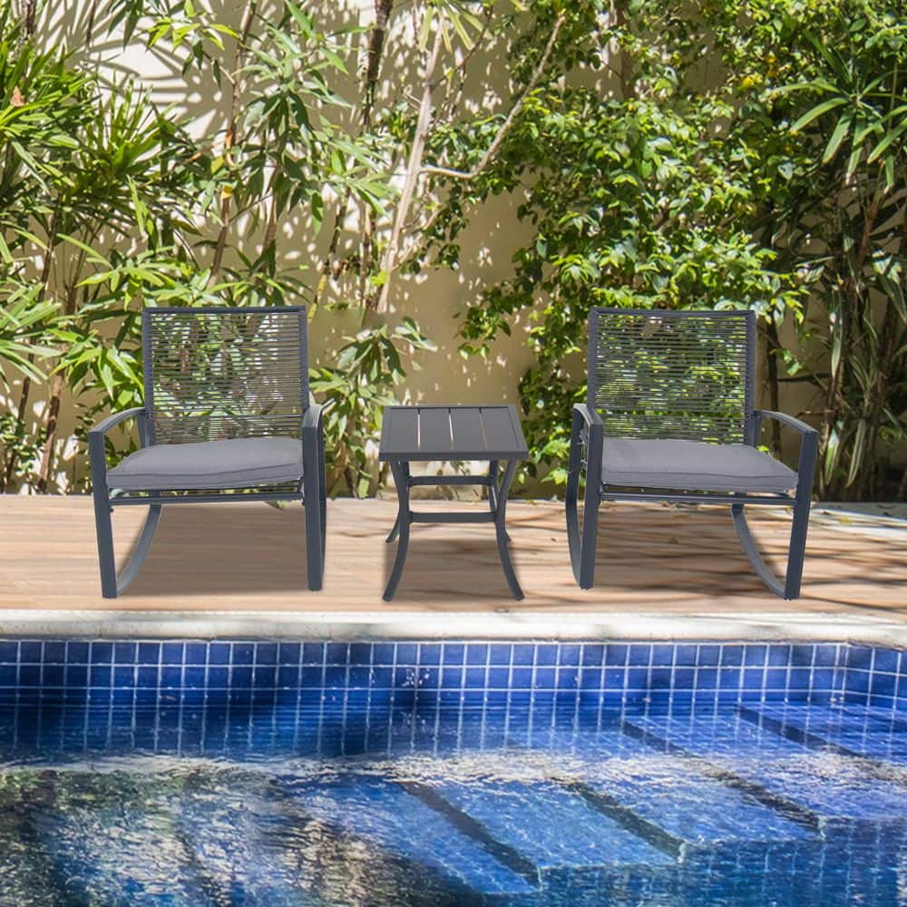 2-Person Outdoor Patio Metal Rocking Bistro Set with Table price history on PriceWatchPro