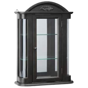Rosedale Black Hardwood Wall Curio Accent Cabinet