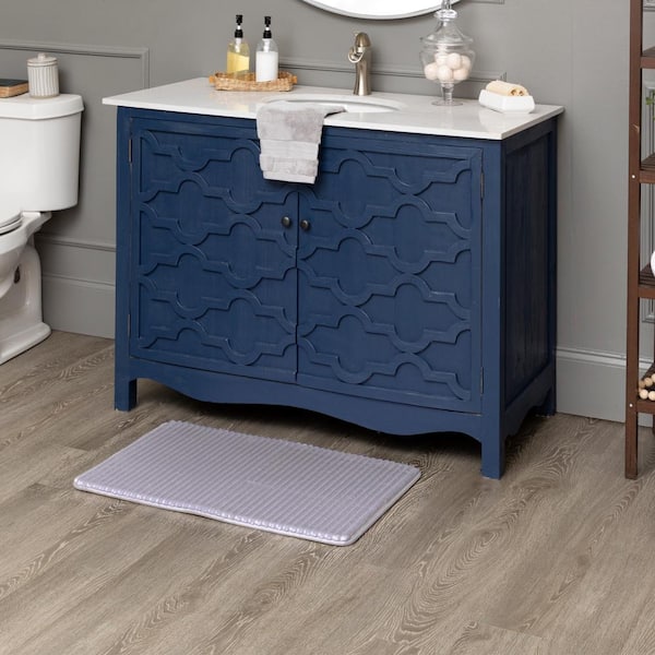 Roswell 17 in. x 24 in. Iris Whisper Polyester Machine Washable Bath Mat