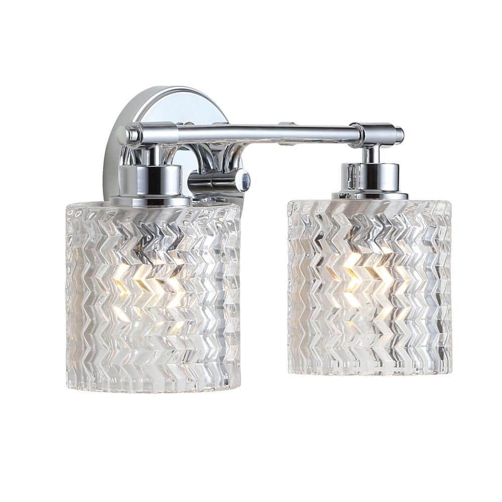 Elegant Chrome Cylinder 13" LED Vanity Wall Light with Dimmable Edison Bulbs