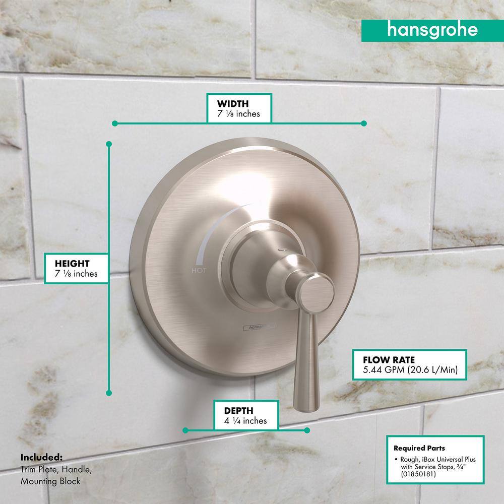 Brushed Nickel Wall-Mounted Pressure Balance Shower Trim