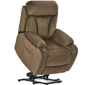Brown 31'' Wide Power Lift Assist Standard Recliner Velvet Polyester Blend with Remote Control