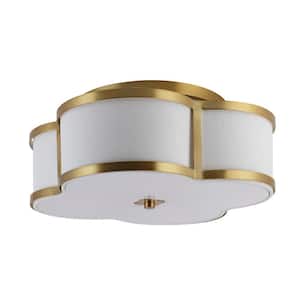 Quatrefoil 18 in. Brass Gold Metal Shade Scalloped Classic Glam LED Flush Mount