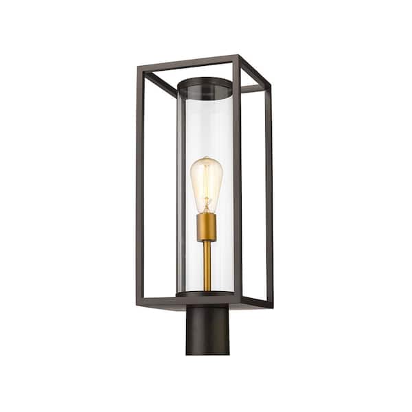 Filament Design Dunbroch 1-Light Bronze Brass Aluminum Hardwired Outdoor Weather Resistant Post Light Round Fitter with No Bulb Included