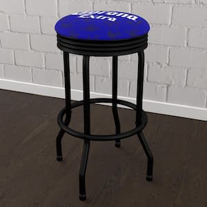 Corona Griffin 29 in. Blue Backless Metal Bar Stool with Vinyl Seat
