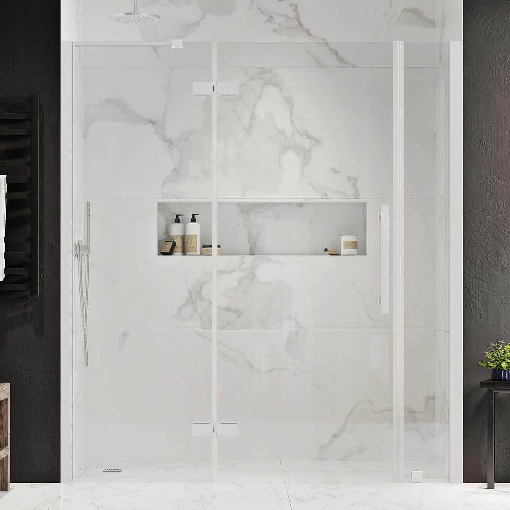 OVE Decors Tampa 68 1/16 in. W x 72 in. H Pivot Frameless Shower Door in SN -  828796055307