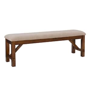 Neumann Dark Hazelnut 60"L x 16"D x 20.75"H Tan Upholstered Bench