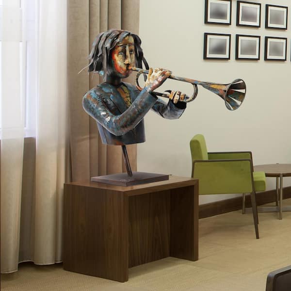 Empire Art Direct "The Trumpeter " Mixed Media Inregular Iron Hand-Pinted Colorful Art Sculpture