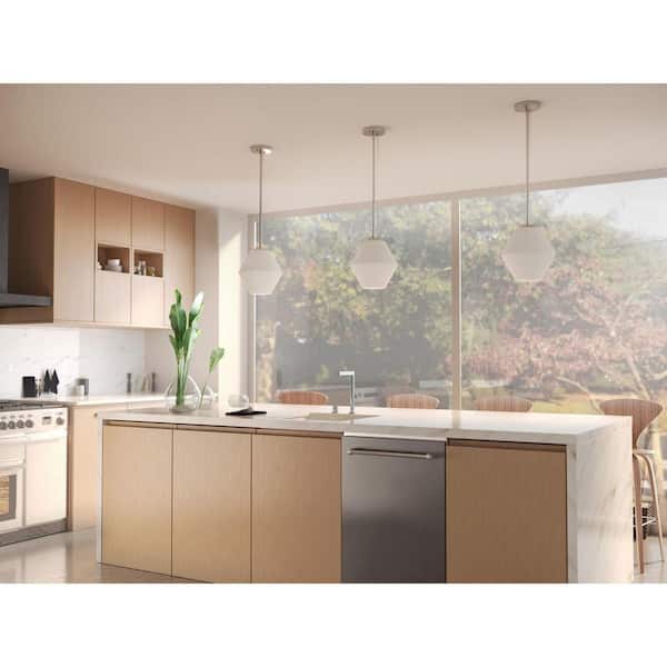 Progress Lighting Copeland Collection 10 in. 1-Light Brushed Nickel Pendant with Etched Opal Glass Shade