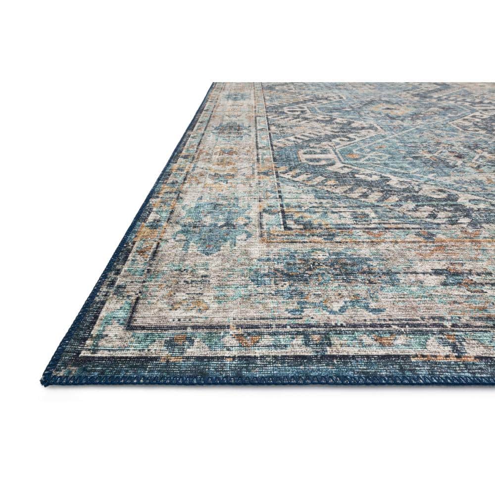 Denim and Natural Easy-Care Wool Blend 2' x 5' Area Rug