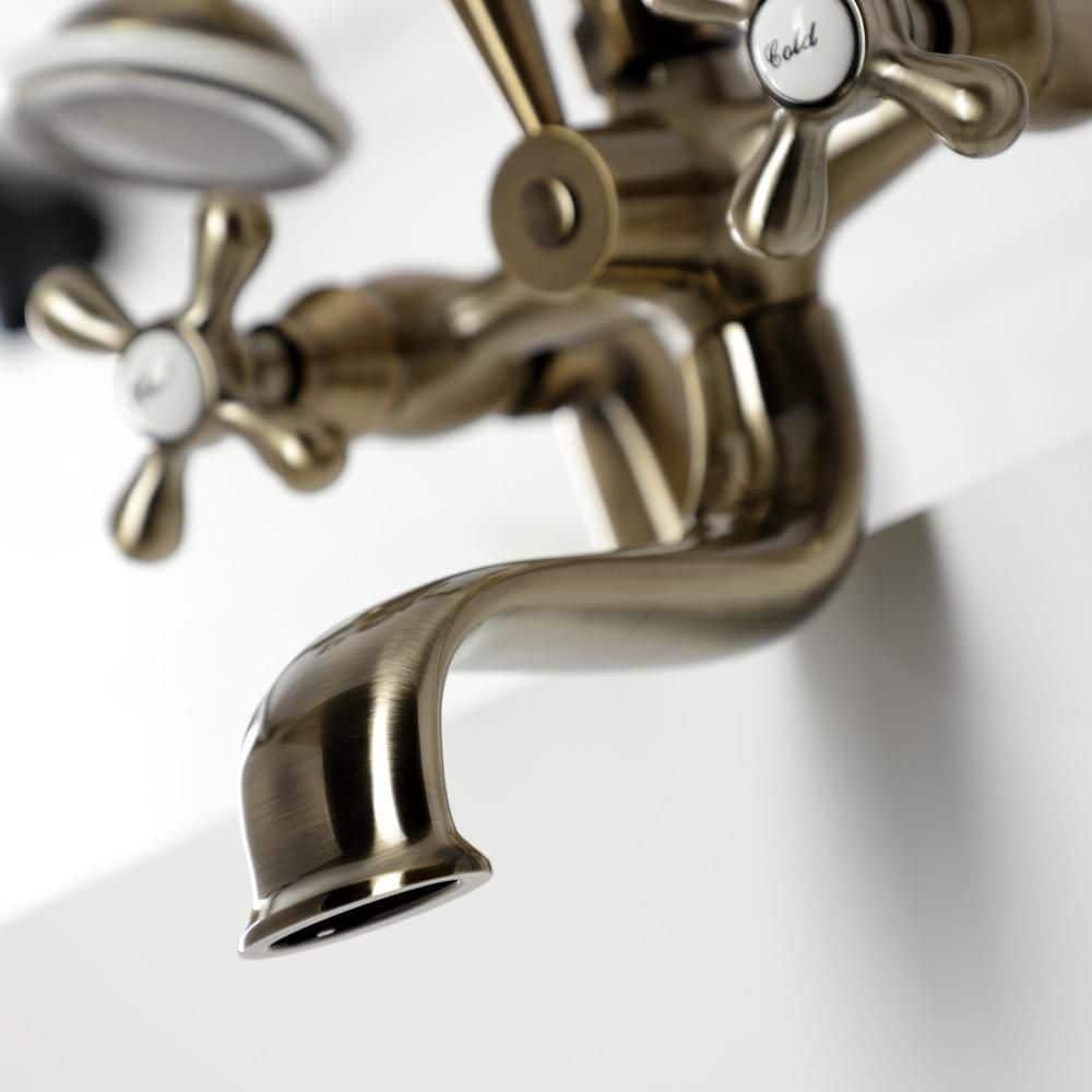 Antique Brass Deck Mount Clawfoot Tub Faucet with Hand Shower