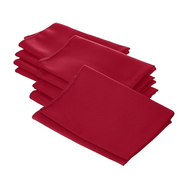 "18 in. x 18 in. Red Polyester Poplin Napkin (10-Pack)"