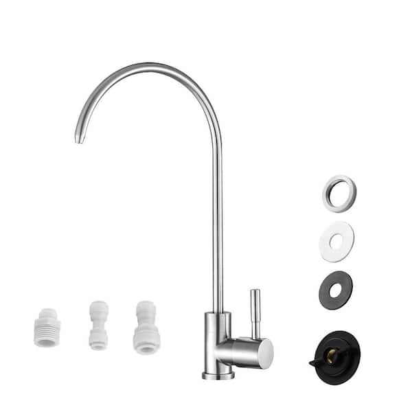 LORDEAR Stainless Steel Water Filter Single Handle High Arch Beverage Faucet in Brushed Nickel with Mounting Hardware