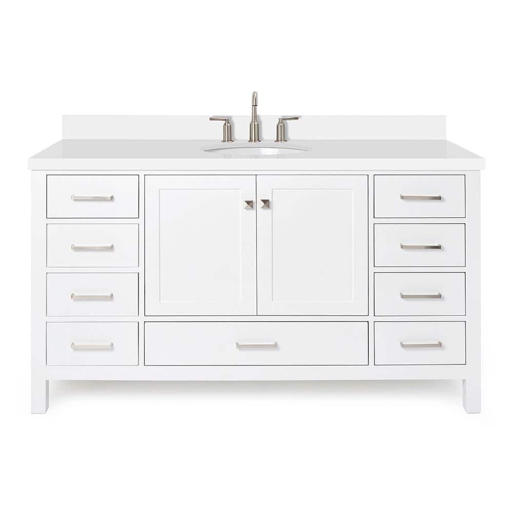Cambridge 61" White Quartz Top Freestanding Single Vanity