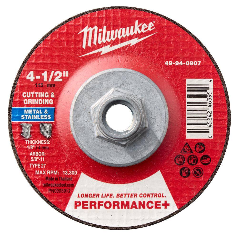 4-1/2 in. x 1/8 in. x 5/8-11 in. Performance Plus Dual Metal Cut & Grind Wheel-Type 27 price history on PriceWatchPro