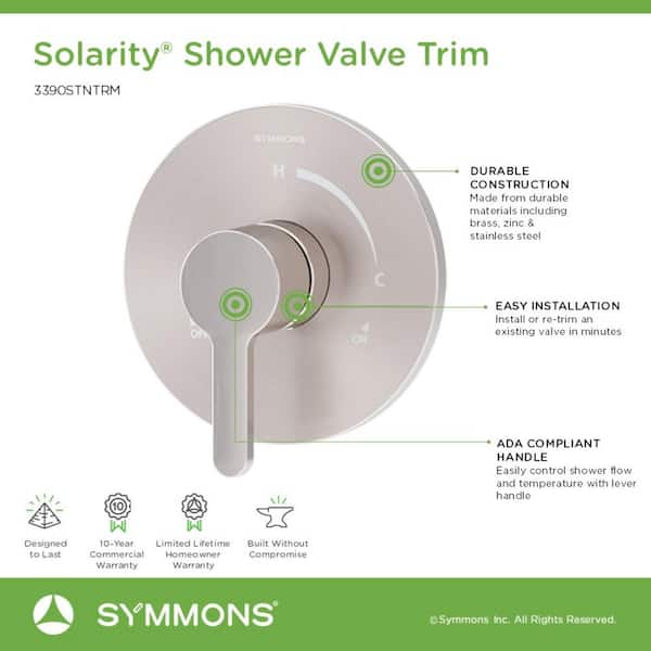 Symmons Solarity Single Handle Shower Valve Trim Kit (Valve Not