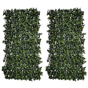 32 in. W x 50 in. H Artificial Leaf Hedges Fold Single Side Expandable Faux Gardenia Fencing (2-Pack)