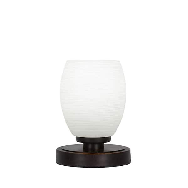 Unbranded Quincy 7.5 in. Dark Granite Accent Lamp with 5 in. White Linen Glass Shade, No Bulb Included