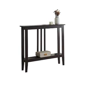 36 in. L Finish Espresso Rectangle Shape Top Wood Console Table With Shelve Included. (36 L x 7 W x 32 H)