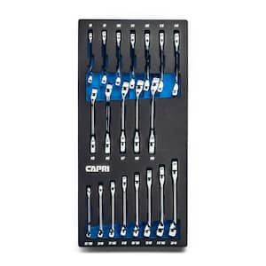 WaveDrive Pro Metric and SAE Stubby Combination Wrench Set for Regular and Rounded Bolts (20-Piece)