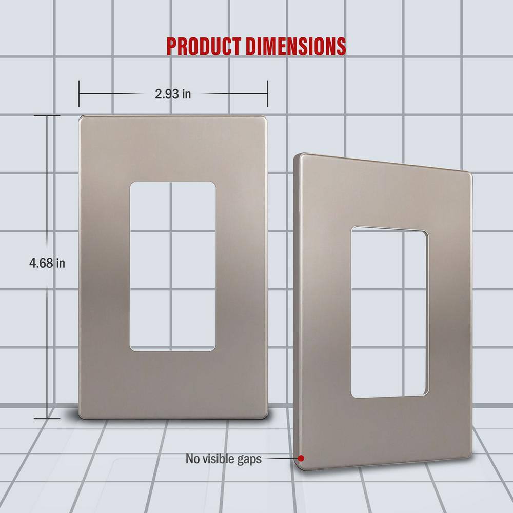 Nickel 1-Gang Screwless Decorator Wall Plate