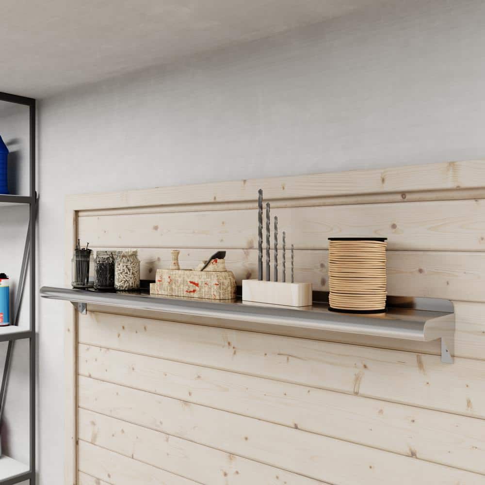 48" Stainless Steel Wall Shelf with Brackets for Kitchen and Utility Rooms