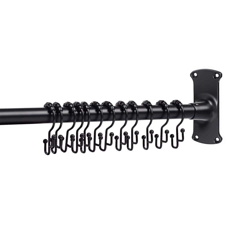 Black Aluminum L-Shaped Wall Mounted Shower Curtain Rod