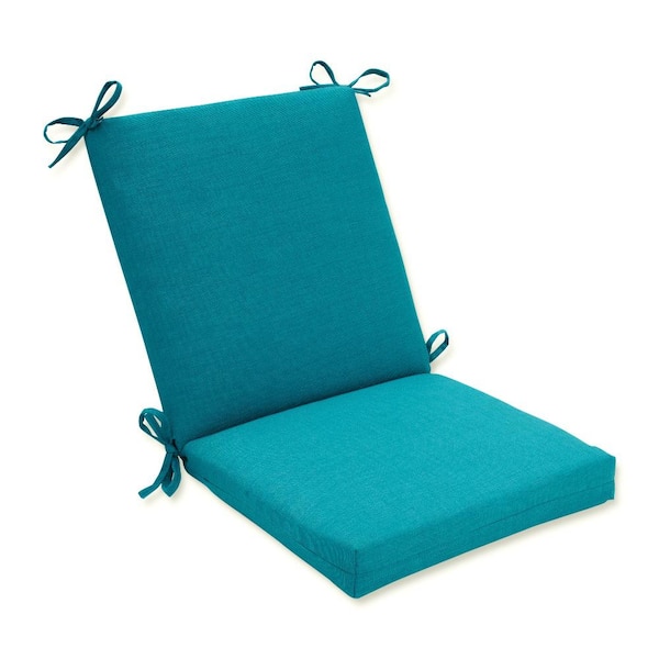 Pillow Perfect Solid Outdoor/Indoor 18 in W x 3 in H Deep Seat, 1-Piece Chair Cushion and Square Corners in Peacock Rave