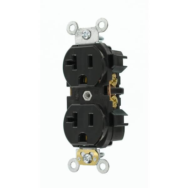 20 Amp 125 V Industrial Grade Self Grounding Duplex Outlet/Receptacle, Black (1-Pack) 5352-E