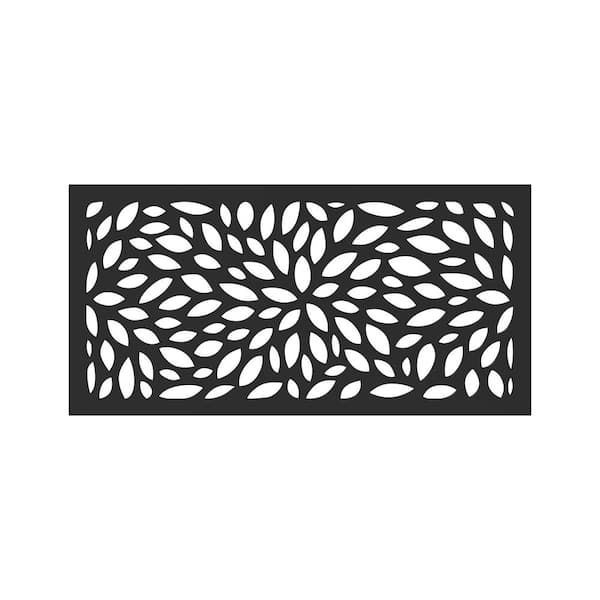 DESIGN VU Floral 4 ft. x 2 ft. Charcoal Recycled Polymer Decorative Screen Panel, Wall Decor and Privacy Panel