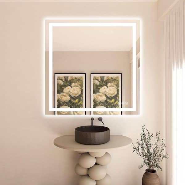 36 in. W x 36 in. H Rectangular Frameless Anti-Fog LED Front Light Backlit Wall Mirror Bathroom Vanity Mirror