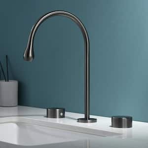 8 in. Widespread 2-Handle High-Arc Bathroom Faucet in Lead Gray