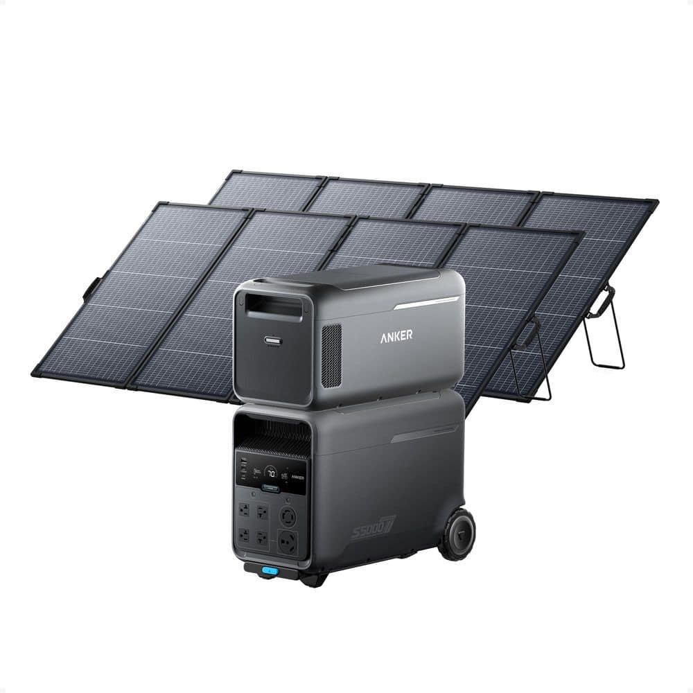 Anker SOLIX S5000 Solar Generator, 4,500-Watt/10kWh, w/ 400W Bifacial Solar Panels and Expansion Battery, Push Button Start
