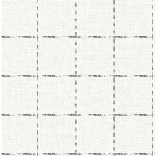 LILLIAN AUGUST Luxe Retreat Alabaster and Wrought Iron Linen Check Paper Unpasted Wallpaper Roll (56 sq. ft.)