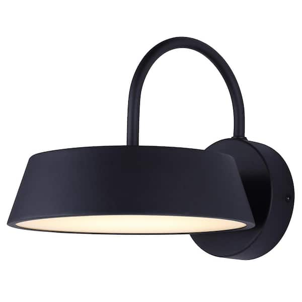 CANARM 8 in. Black Integrated LED Outdoor Barn Light with 3CCT Switch, Hardwired, for Garden, Patio, Deck, Porch, Yard