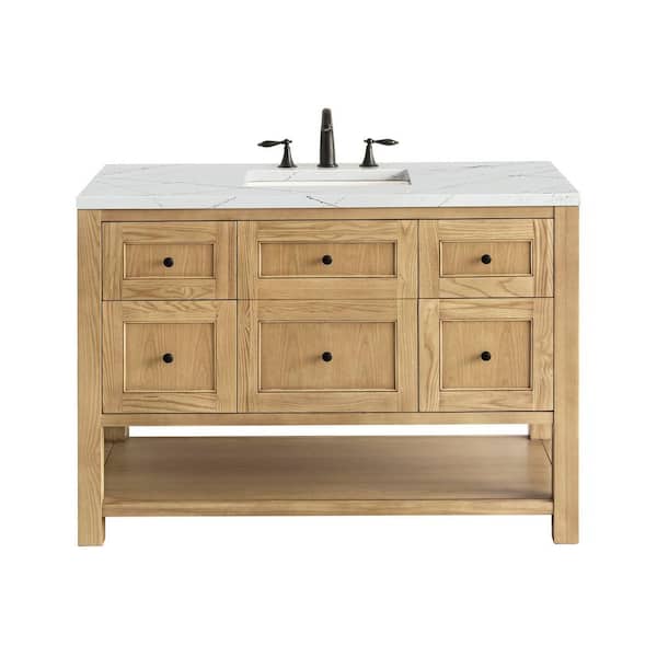 James Martin Vanities Breckenridge 48.0 in. W x 23.5 in. D x 34.2 in. H Bathroom Vanity in Light Oak with Ethereal Noctis Quartz Top
