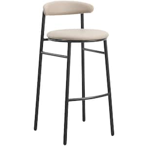 Lume Series Dark Taupe Modern 29.5 in. Bar Stool Upholstered in Polyester with Powder Coated Steel Legs