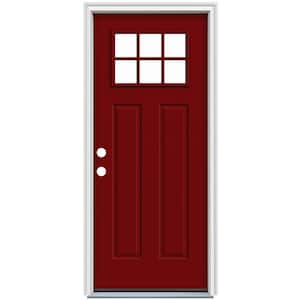 JELD-WEN 32 in. x 80 in. 6 Lite Craftsman Dark Chocolate Painted