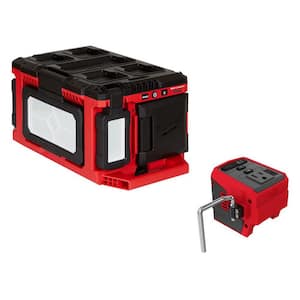 M18 18-Volt Lithium-Ion Cordless PACKOUT 3000 Lumens LED Light with Built-In Charger and M18 Compact Inverter