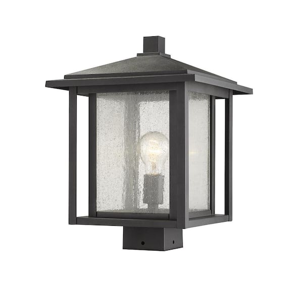 Unbranded Aspen 1-Light Black 15 in. Aluminum Hardwired Outdoor Weather Resistant Post Light Round Fitter with No Bulb Included