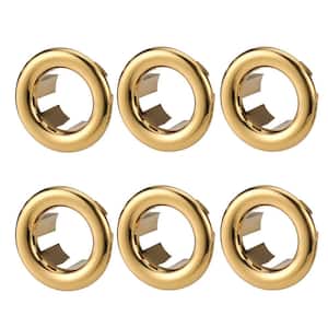 1.2 in. Plastic Sink Basin Trim Overflow Cover Insert in Hole Round Caps in Gold (6-Pack)